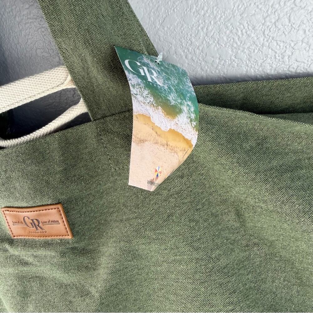 NWT Olive Green Tote Extra Jumbo Large Beach Bag - Picture 4 of 11